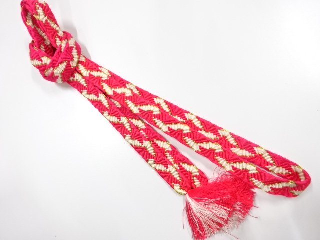 JAPANESE KIMONO / HAND-TIED OBIJIME CORD / SILK